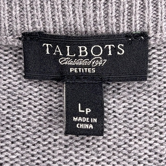 Petite Large Talbots Grey Silver Studded Cardigan Sweater Knit Zip Front Closure - Picture 11 of 13